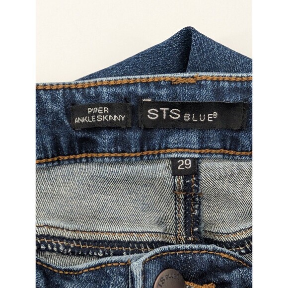 STS Blue Piper Ankle Skinny Pearls Distressed Midrise Frayed Hem Jeans Size 29 - Picture 3 of 10
